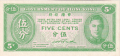 Hong Kong 5 Cents, (1945)